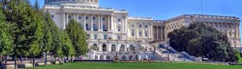 USA Capital and green lawn on a sunny day