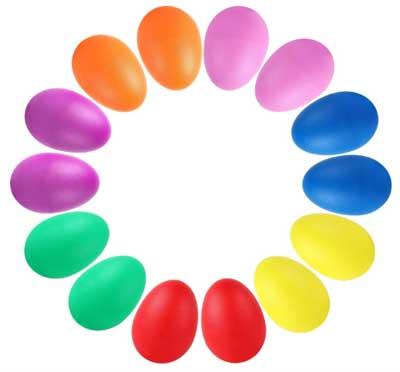 Plastic Egg Maracas placed in a Circle
