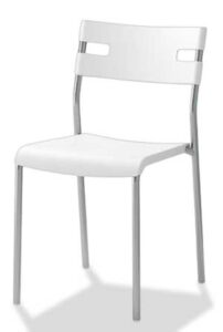 Modern White Plastic and Metal Chair