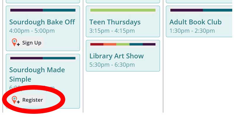 LocalHop Calendar with Registration Location Marked in Red