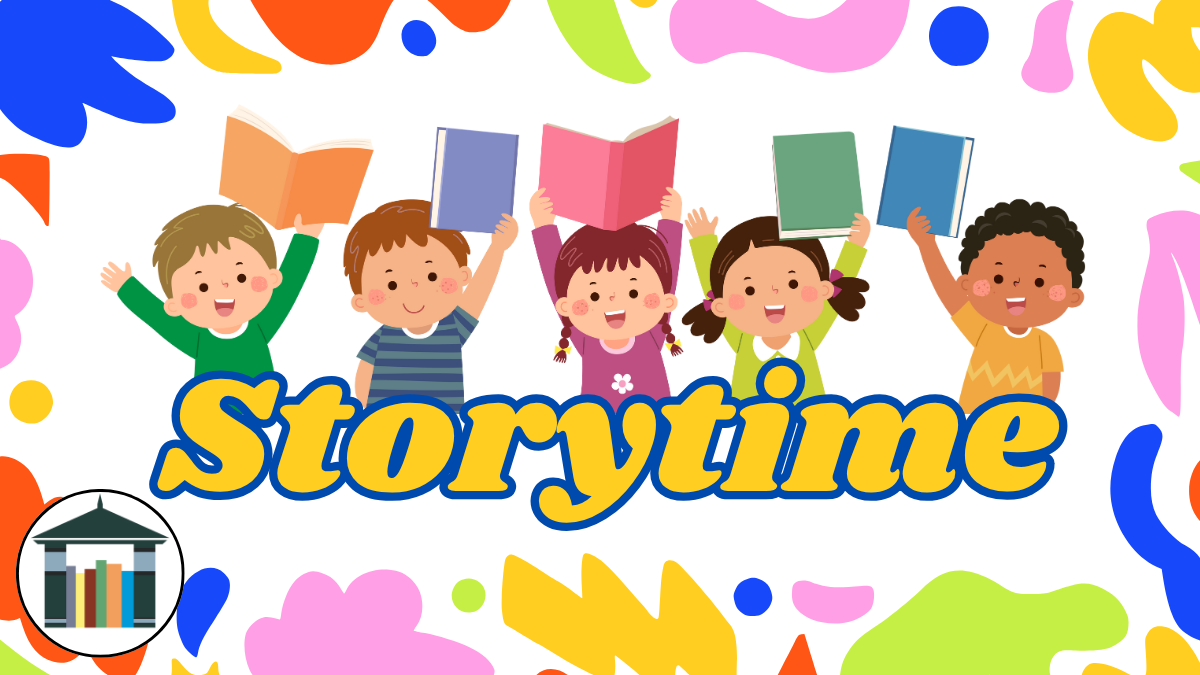 Storytime Kids Five children each holding a book of a different color.
