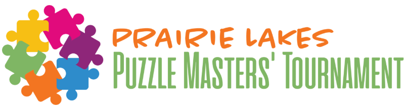 Puzzle pieces forming a circle as part of Prairie Lakes Puzzle Masters' Tournament logo